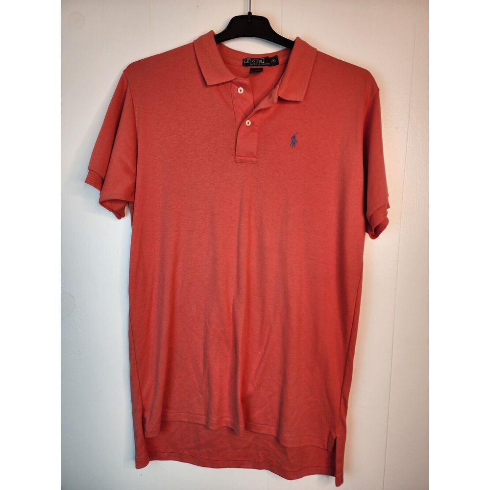 Men's POLO by Ralph Lauren Short Sleeve Peach ‎ Cotton Polo Tag Size XL
